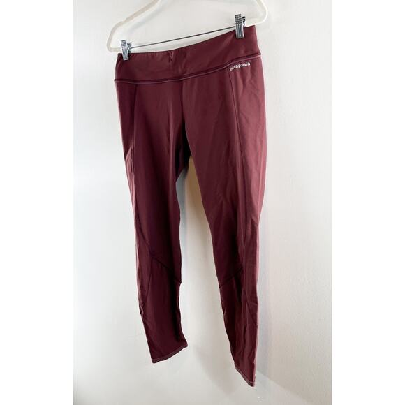 Patagonia Pull On Elastic Waist High Rise Ankle Leggings Clay Maroon Large - Picture 7 of 7